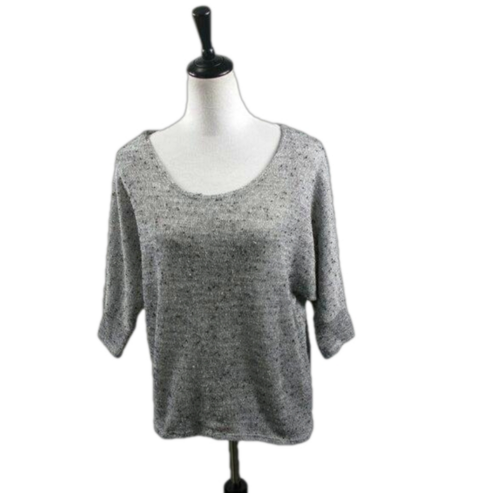 Alfani Gray/Black Half Sleeve Lightweight Sweater Size Medium